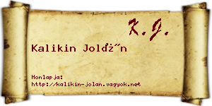 Kalikin Jolán névjegykártya